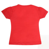 Girls Half Sleeves T-Shirt 9051 - Red, Kids, Girls T-Shirts, Chase Value, Chase Value