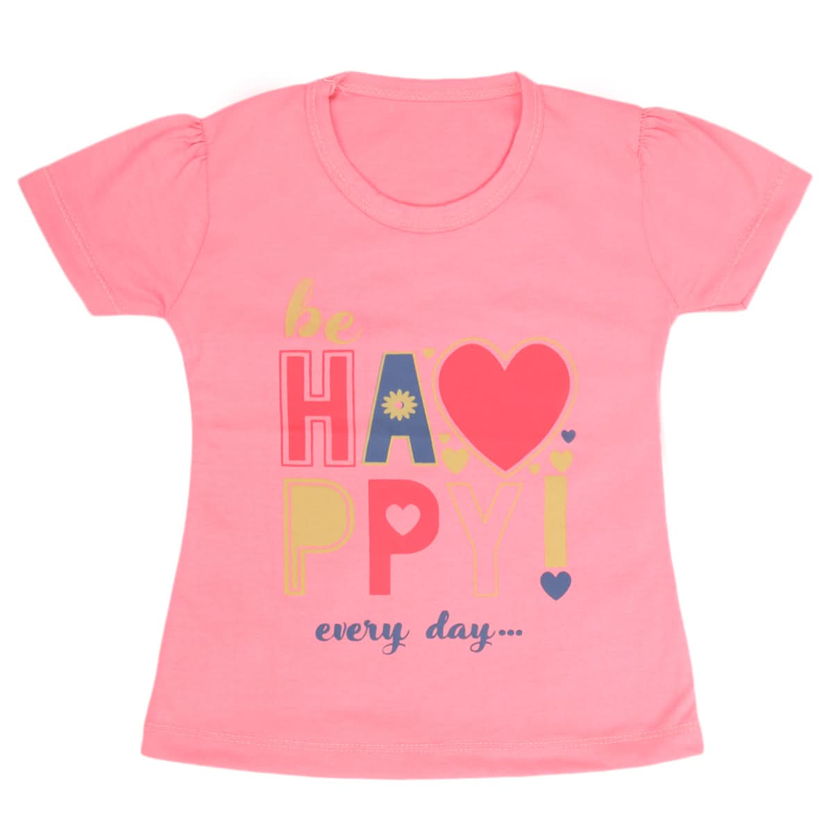 Girls Half Sleeves T-Shirt 9055 - Pink, Kids, Girls T-Shirts, Chase Value, Chase Value