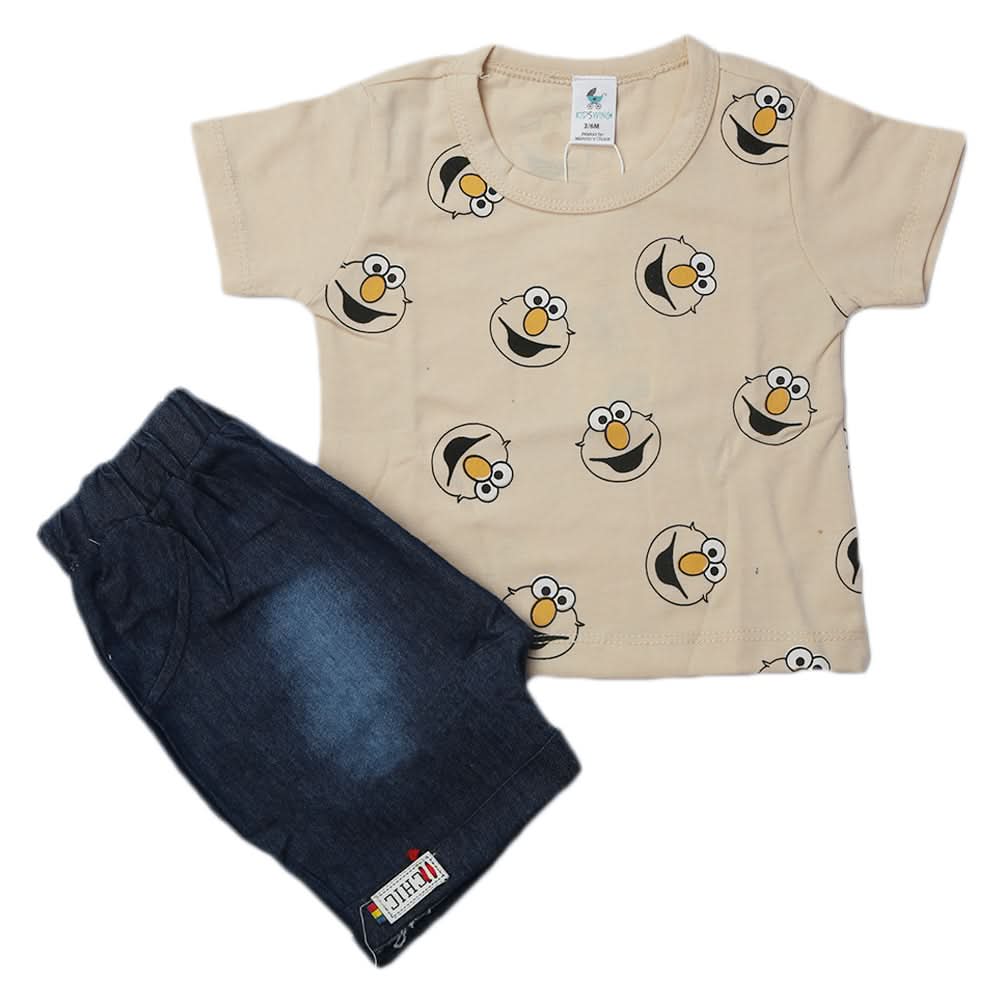 Newborn Boys Half Sleeves Suit - Beige, Kids, Newborn Boys Sets And Suits, Chase Value, Chase Value