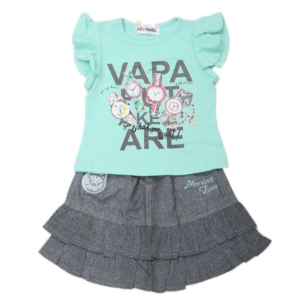 Girls Skirt Suit - Cyan, Kids, Girls Sets And Suits, Chase Value, Chase Value