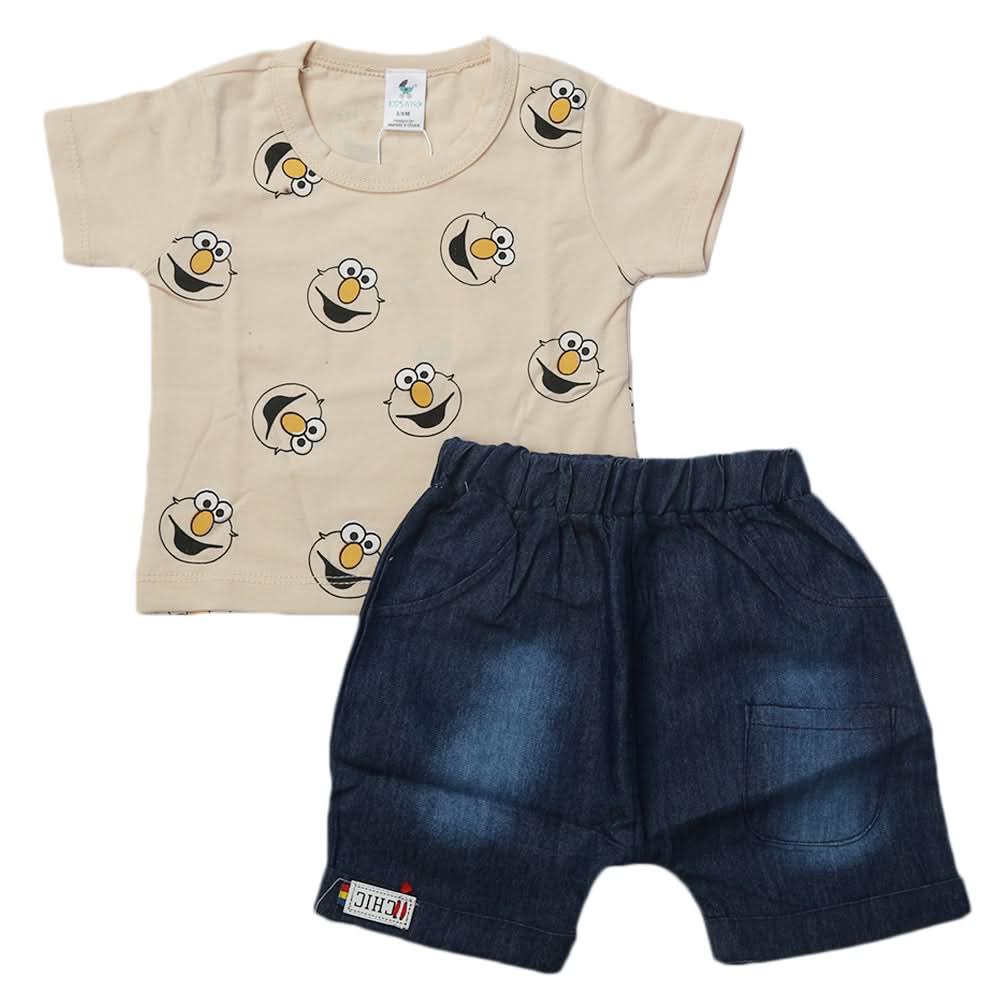 Newborn Boys Half Sleeves Suit - Beige, Kids, Newborn Boys Sets And Suits, Chase Value, Chase Value