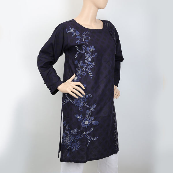 Women's Embroidered Front Panel Kurti - Navy Blue, Women, Ready Kurtis, Chase Value, Chase Value