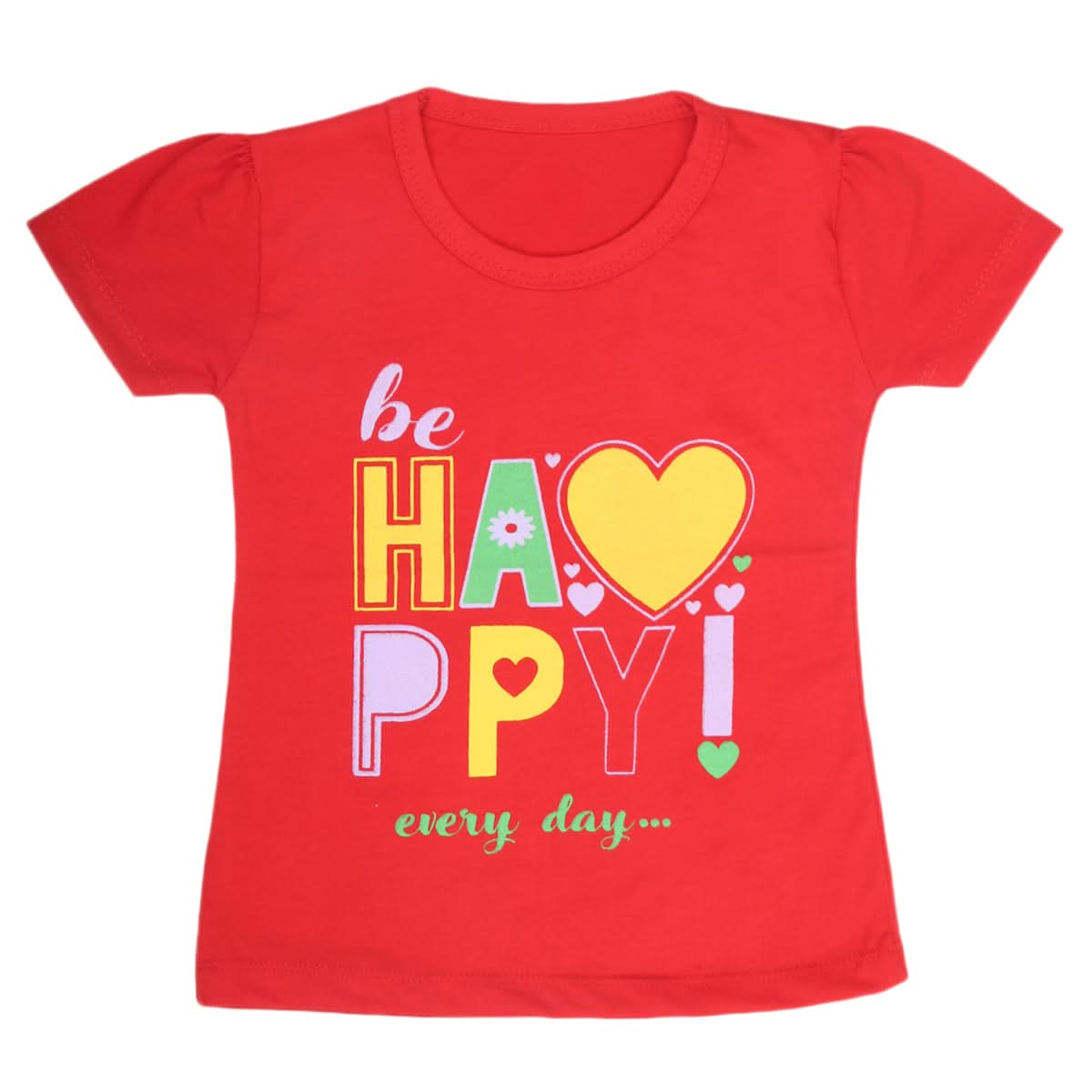 Girls Half Sleeves T-Shirt 9055 - Red, Kids, Girls T-Shirts, Chase Value, Chase Value