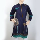 Women's Embroidered Cut Sleeves Kurti - Navy Blue, Women, Ready Kurtis, Chase Value, Chase Value