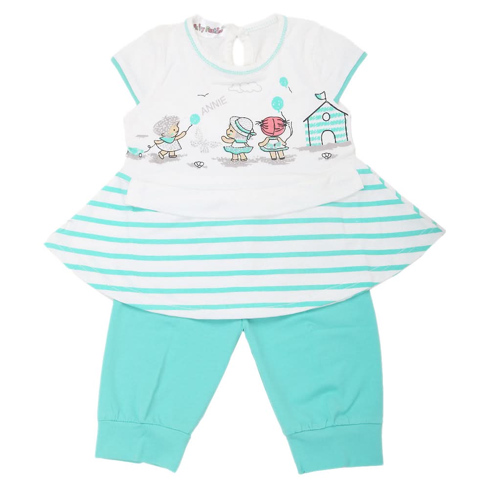 Girls Short Suit - Green, Kids, Girls Sets And Suits, Chase Value, Chase Value