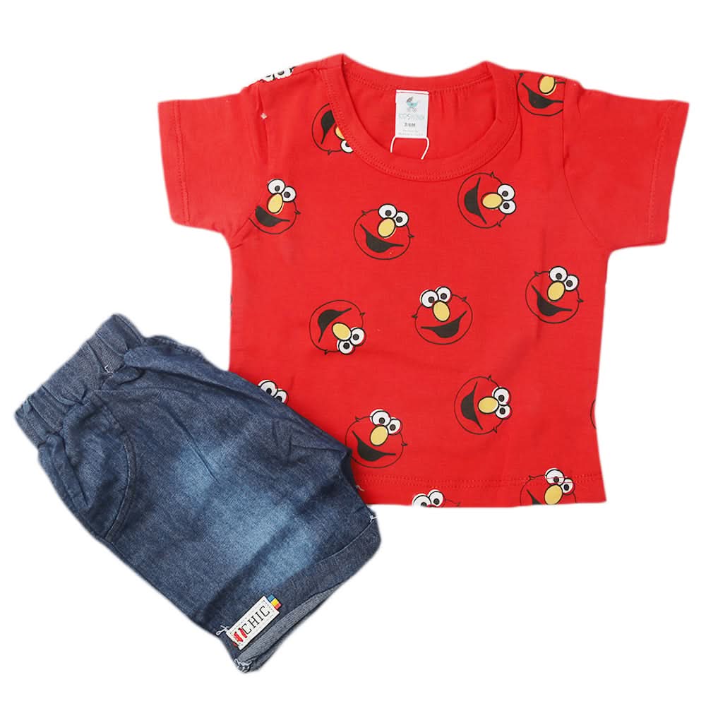 Newborn Boys Half Sleeves Suit - Red, Kids, Newborn Boys Sets And Suits, Chase Value, Chase Value