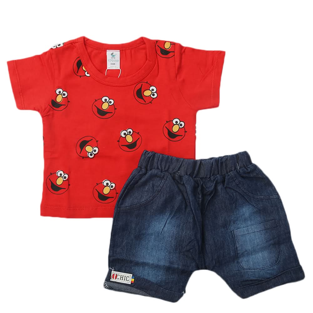 Newborn Boys Half Sleeves Suit - Red, Kids, Newborn Boys Sets And Suits, Chase Value, Chase Value