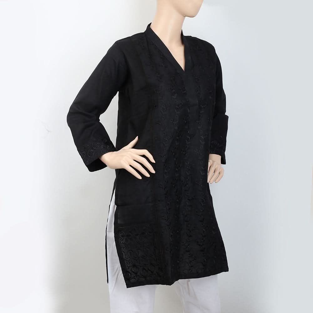 Women's Embroidered China Gala Kurti - Black, Women, Ready Kurtis, Chase Value, Chase Value