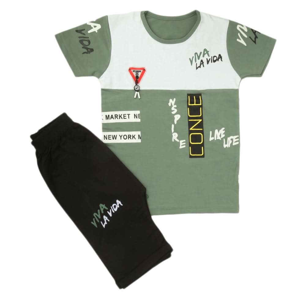 Boys Half Sleeves Short Suit 20-22 31893 - Green, Kids, Boys Sets And Suits, Chase Value, Chase Value