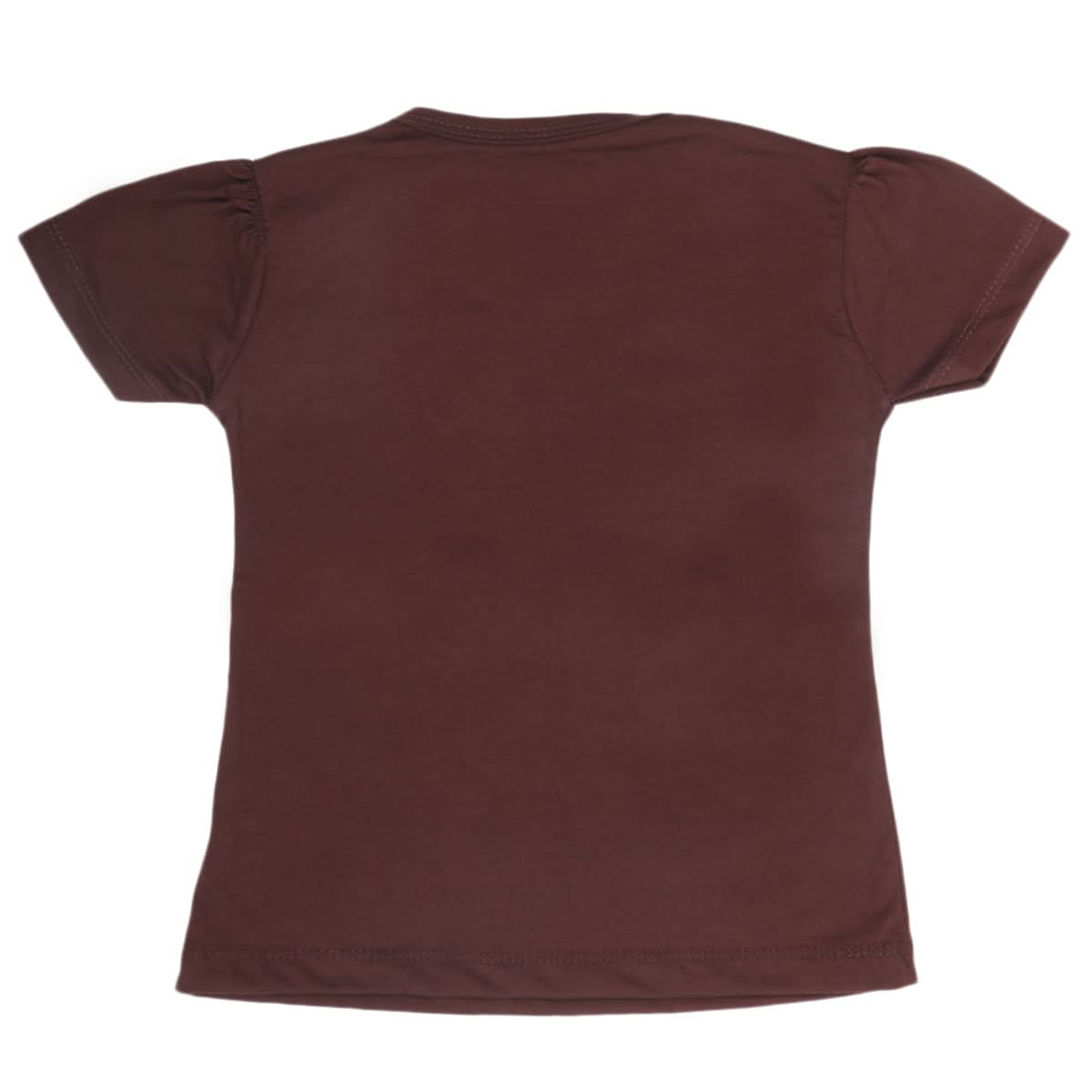 Girls Half Sleeves T-Shirt 9050 - Dark Brown, Kids, Girls T-Shirts, Chase Value, Chase Value