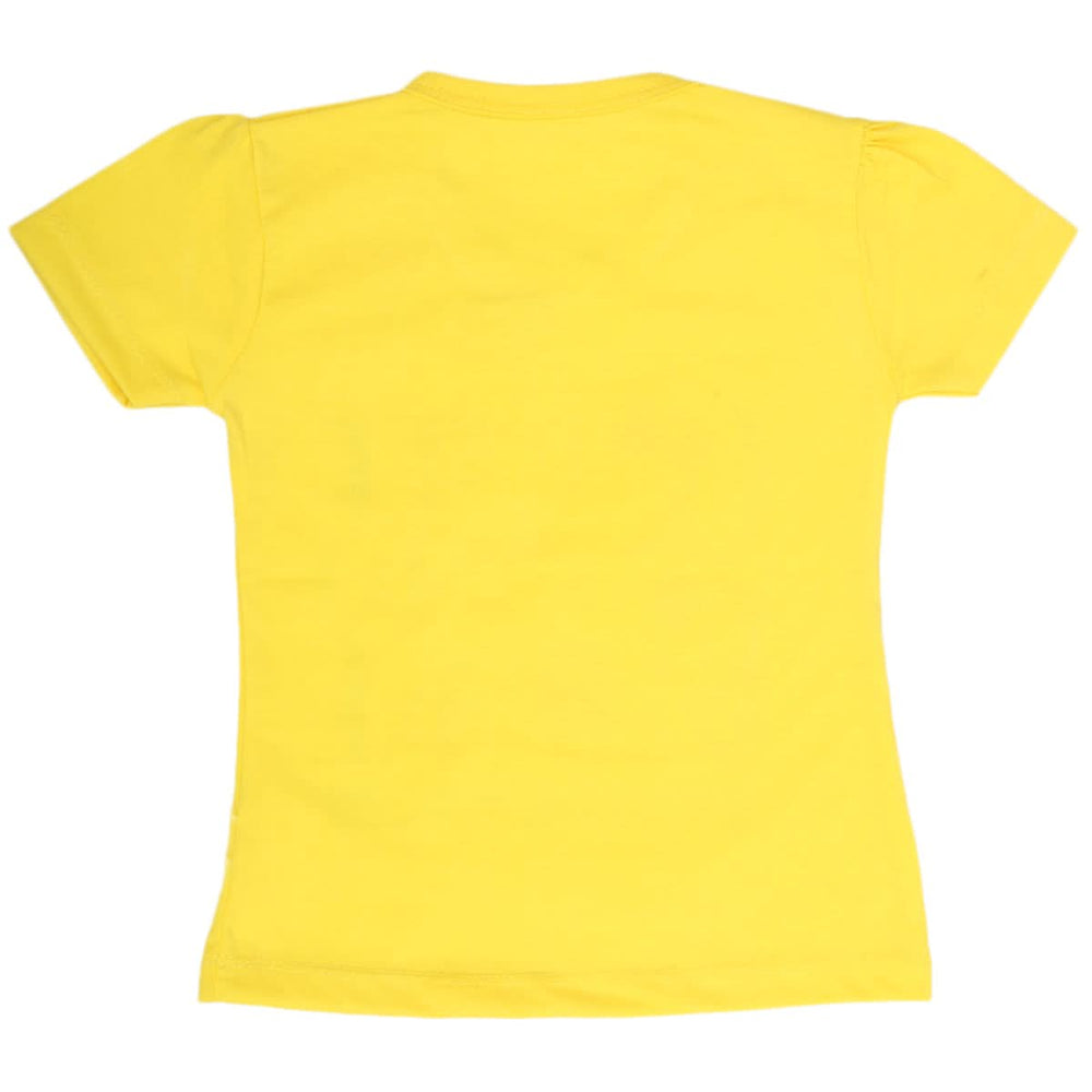 Girls Half Sleeves T-Shirt 9050 - Yellow, Kids, Girls T-Shirts, Chase Value, Chase Value