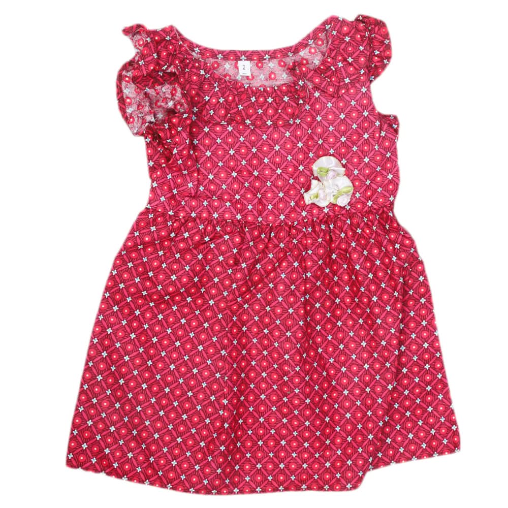 Newborn Half Sleeves Frock - Maroon, Kids, Newborn Girls Frocks, Chase Value, Chase Value