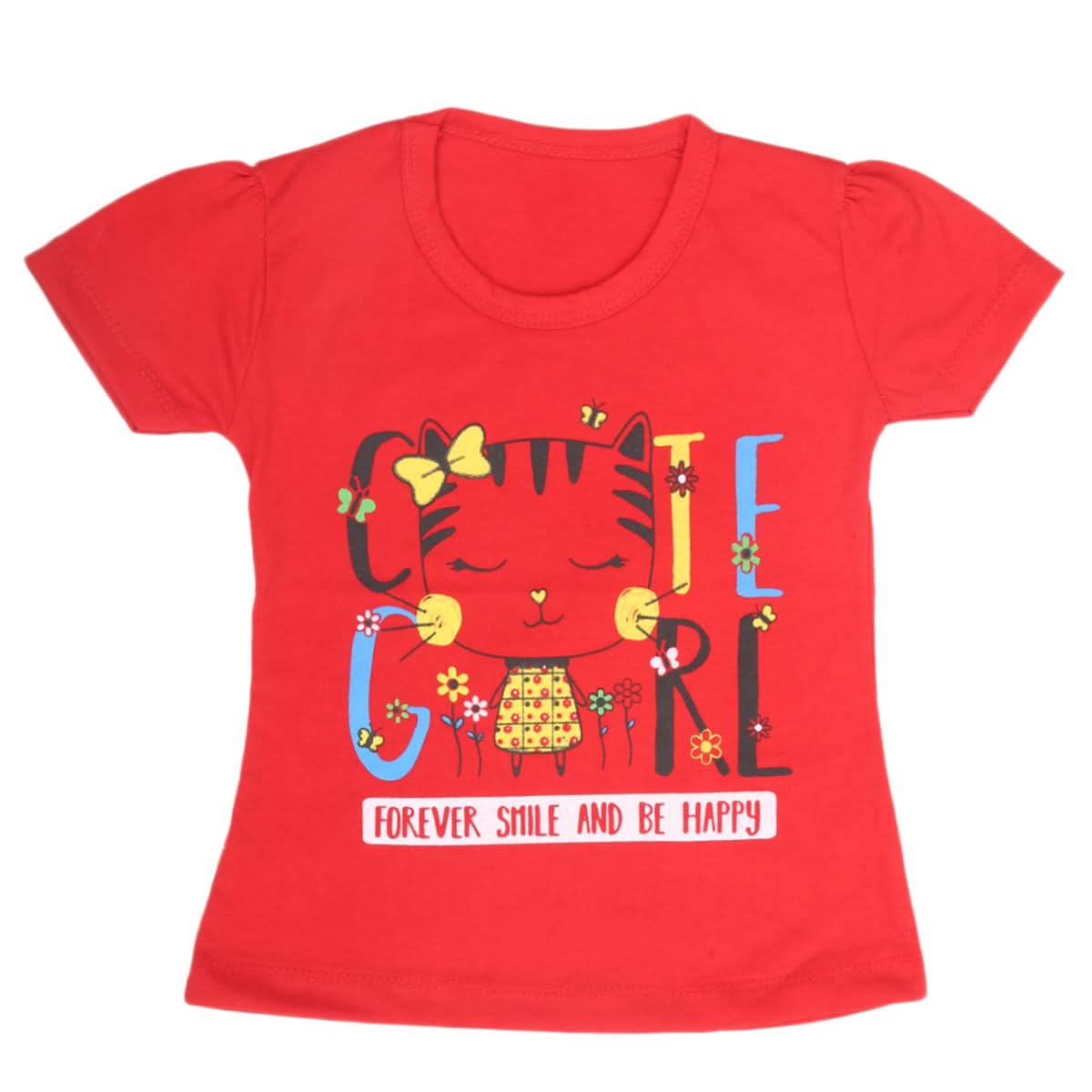 Girls Half Sleeves T-Shirt 9050 - Red, Kids, Girls T-Shirts, Chase Value, Chase Value