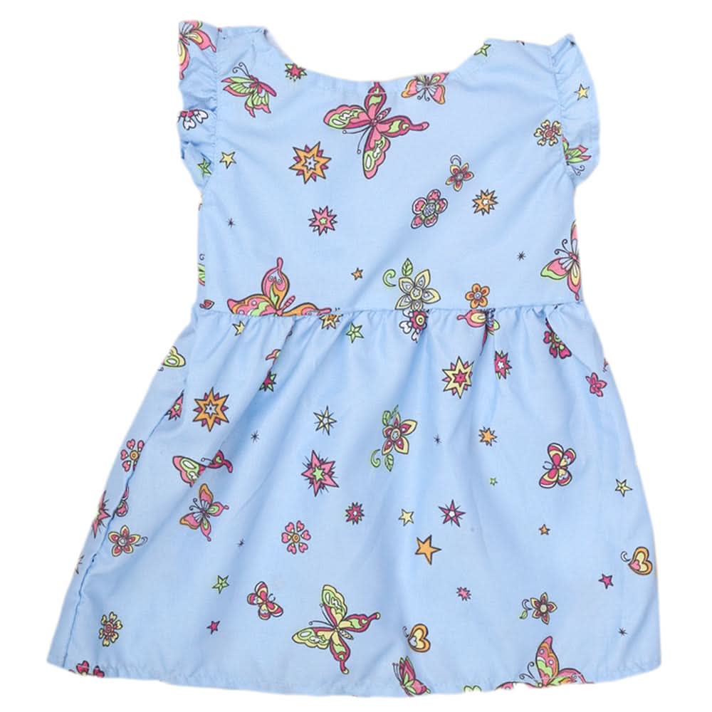 Newborn Half Sleeves Frock - Sky Blue, Kids, Newborn Girls Frocks, Chase Value, Chase Value
