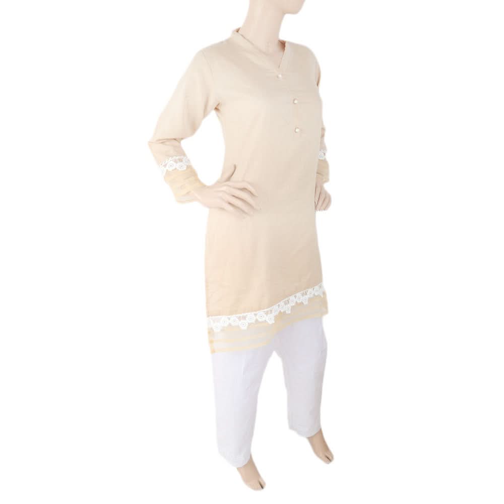 Women's Stitched 2Pcs Shalwar Suit - Beige, Women's, Shalwar Suits, Chase Value, Chase Value