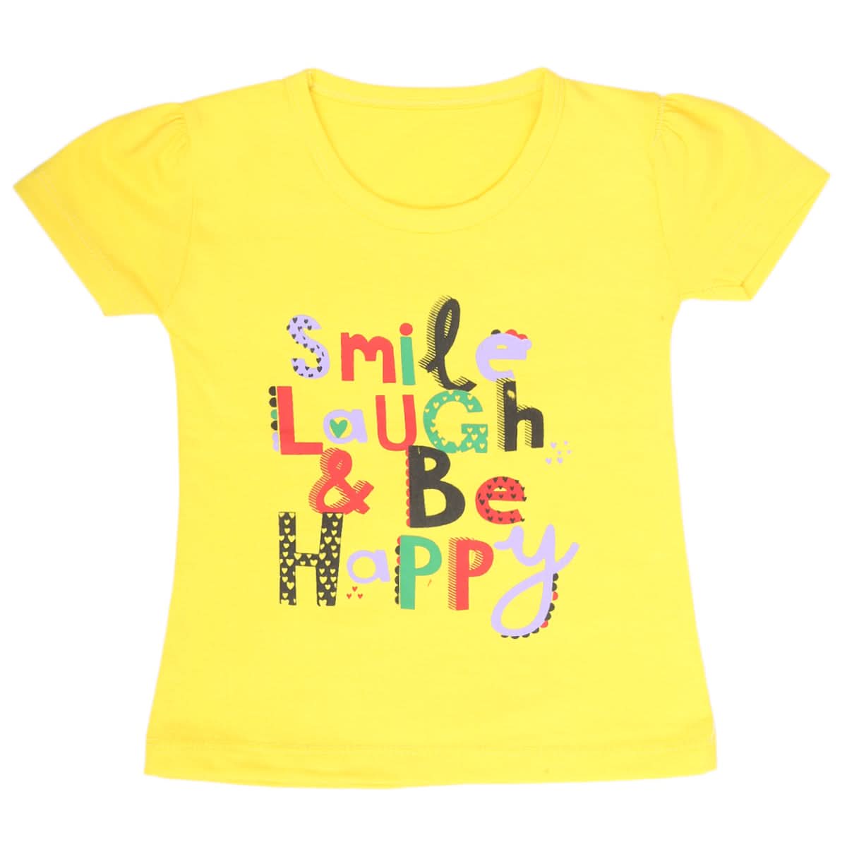 Girls Half Sleeves T-Shirt 9046 - Yellow, Kids, Girls T-Shirts, Chase Value, Chase Value