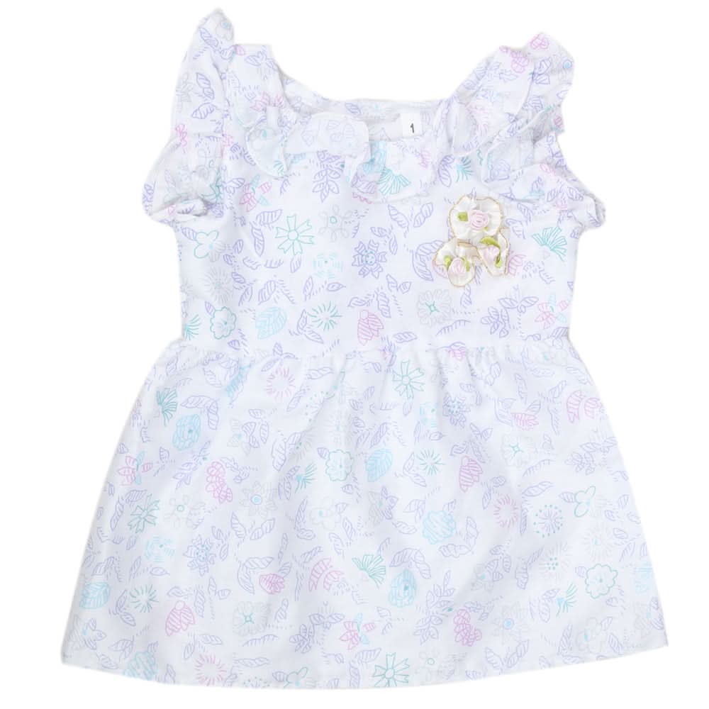 Newborn Half Sleeves Frock - White, Kids, Newborn Girls Frocks, Chase Value, Chase Value