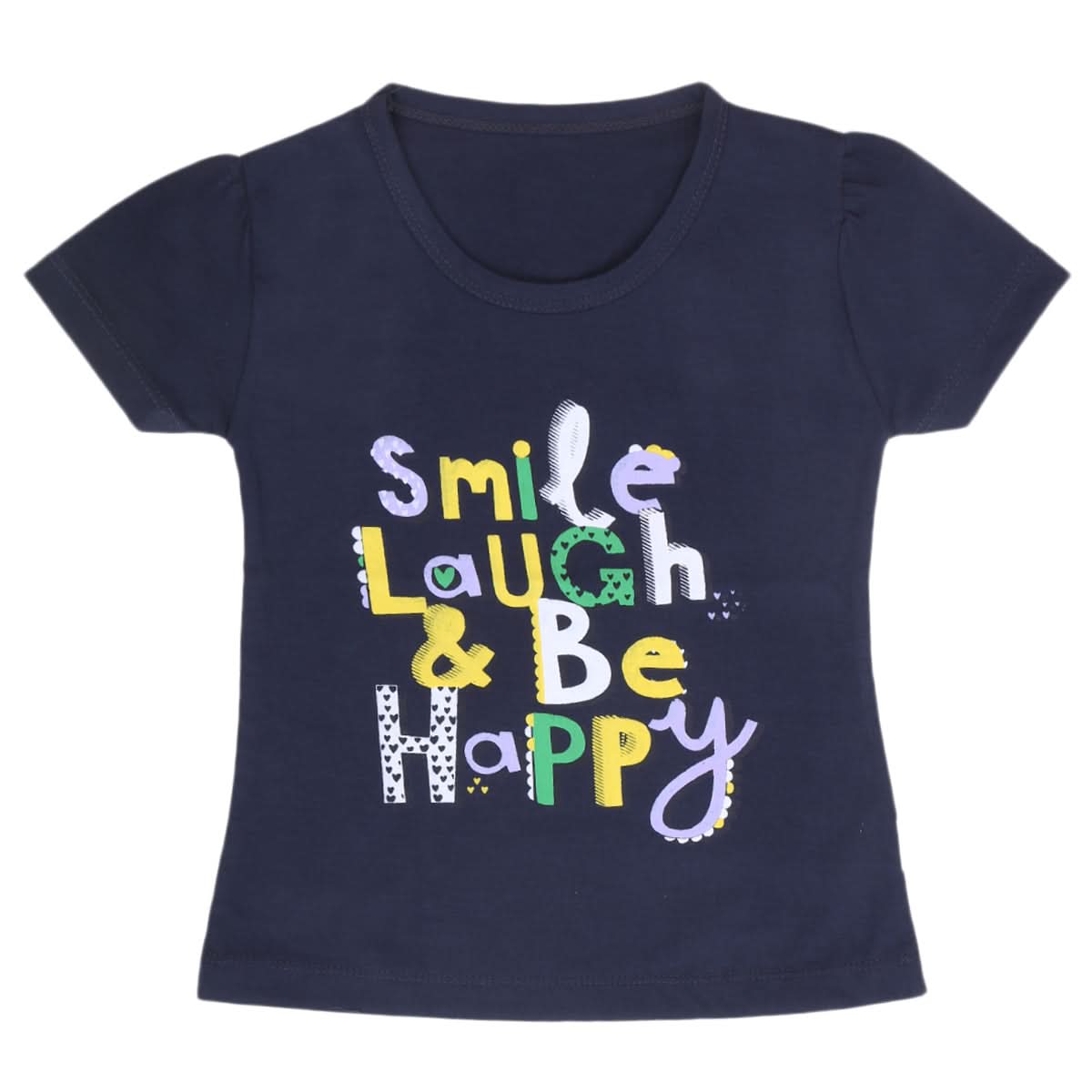 Girls Half Sleeves T-Shirt 9046 - Navy Blue, Kids, Girls T-Shirts, Chase Value, Chase Value