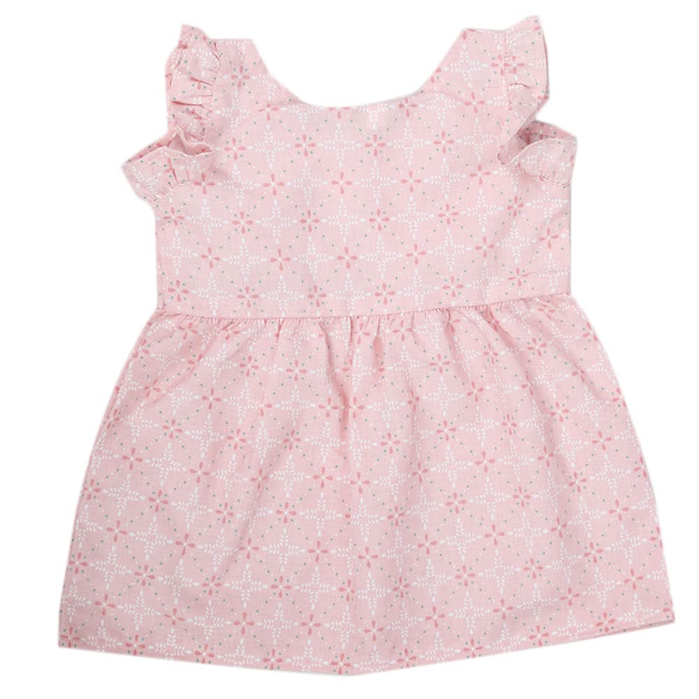 Newborn Half Sleeves Frock - Peach, Kids, Newborn Girls Frocks, Chase Value, Chase Value