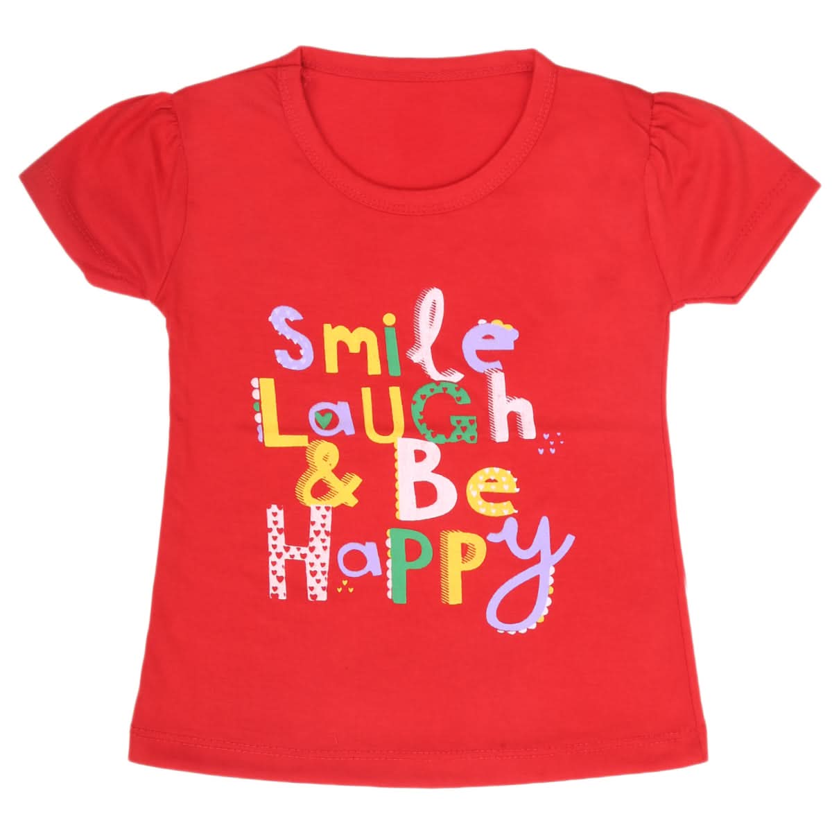 Girls Half Sleeves T-Shirt 9046 - Red, Kids, Girls T-Shirts, Chase Value, Chase Value