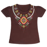 Girls Half Sleeves T-Shirt 9047 - Dark Brown, Kids, Girls T-Shirts, Chase Value, Chase Value