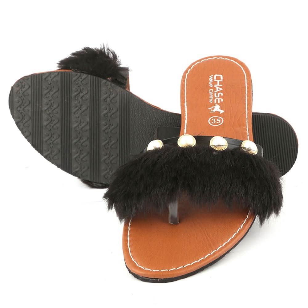 Girls Slipper (001-A) - Black, Kids, Girls Slippers, Chase Value, Chase Value