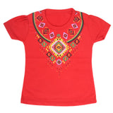 Girls Half Sleeves T-Shirt 9047 - Red, Kids, Girls T-Shirts, Chase Value, Chase Value