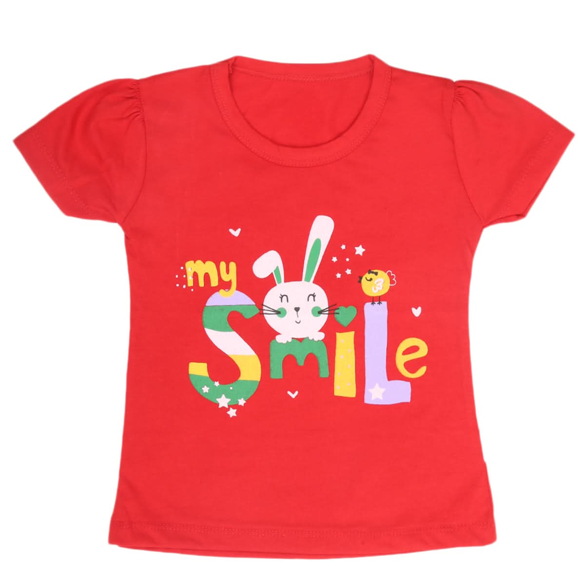 Girls Half Sleeves T-Shirt 9049 - Red, Kids, Girls T-Shirts, Chase Value, Chase Value
