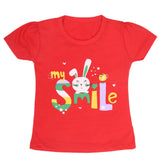 Girls Half Sleeves T-Shirt 9049 - Red, Kids, Girls T-Shirts, Chase Value, Chase Value