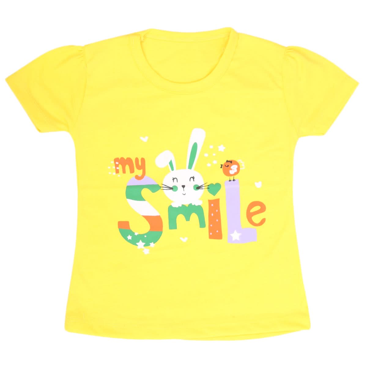 Girls Half Sleeves T-Shirt 9049 - Yellow, Kids, Girls T-Shirts, Chase Value, Chase Value