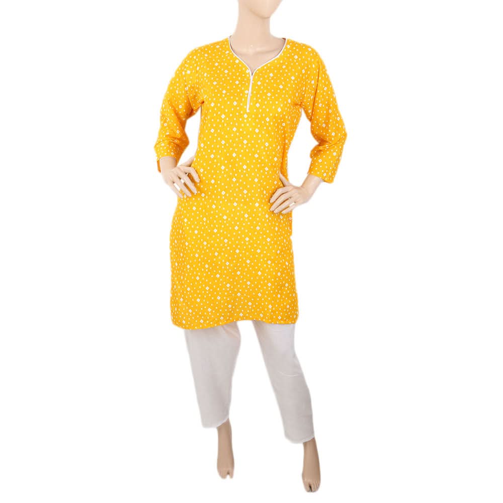 Women's Printed Cotton 02 Pcs Suit - Yellow, Women's, Shalwar Suits, Chase Value, Chase Value