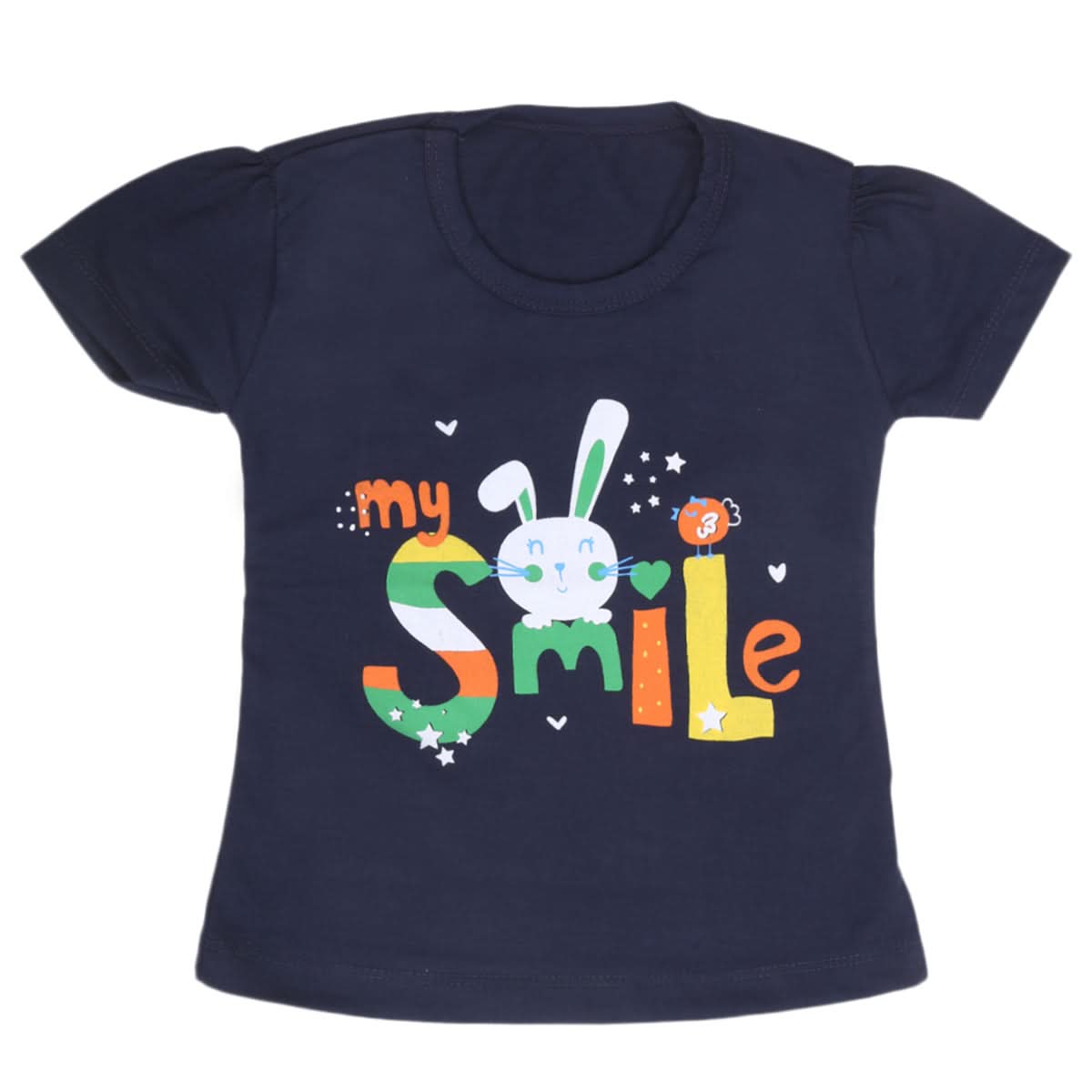 Girls Half Sleeves T-Shirt 9049 - Navy Blue, Kids, Girls T-Shirts, Chase Value, Chase Value