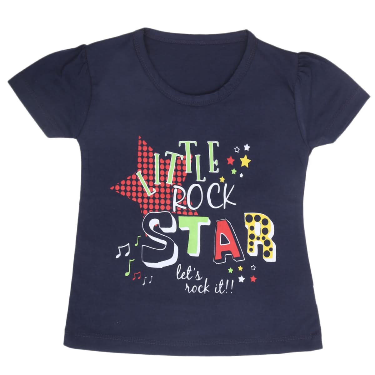 Girls Half Sleeves T-Shirt 9053 - Navy Blue, Kids, Girls T-Shirts, Chase Value, Chase Value