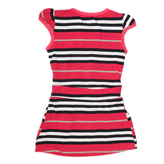 Girls Yarn Dyed Half Sleeves T-Shirt - Pink, Kids, Girls T-Shirts, Chase Value, Chase Value