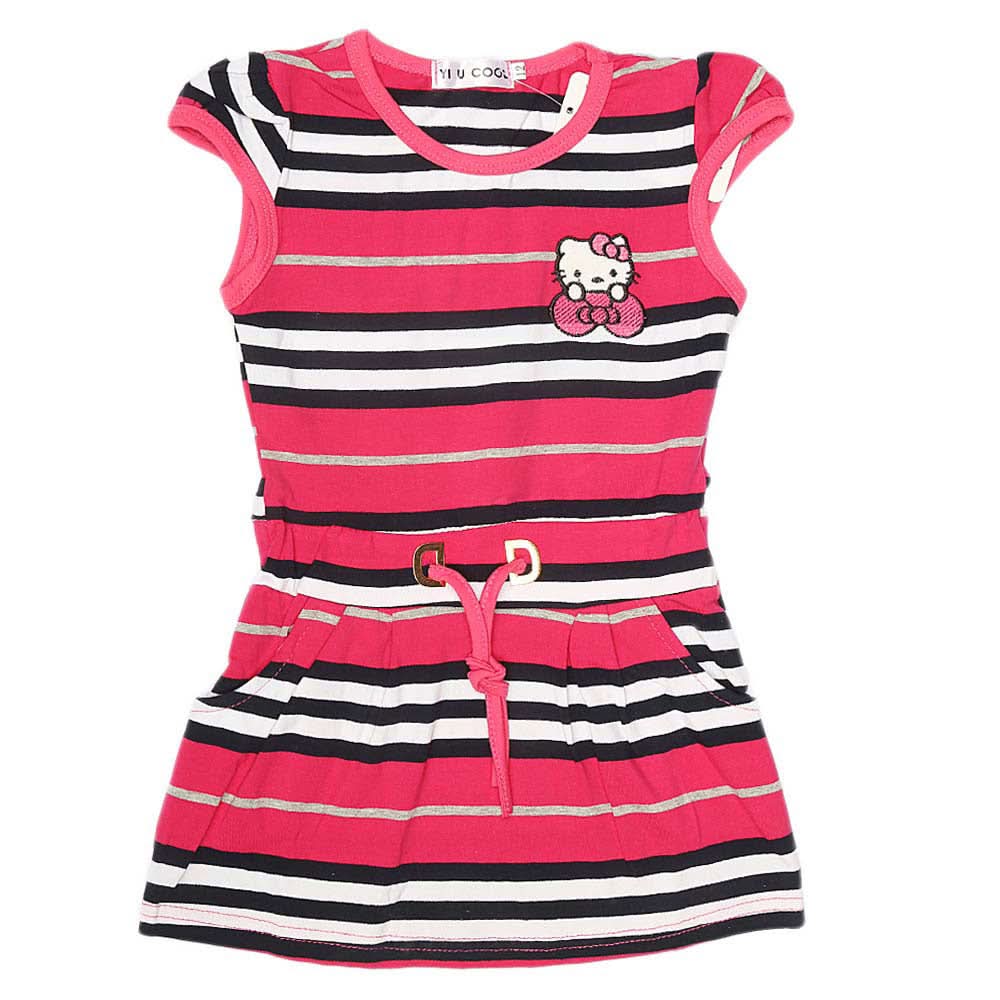 Girls Yarn Dyed Half Sleeves T-Shirt - Pink, Kids, Girls T-Shirts, Chase Value, Chase Value