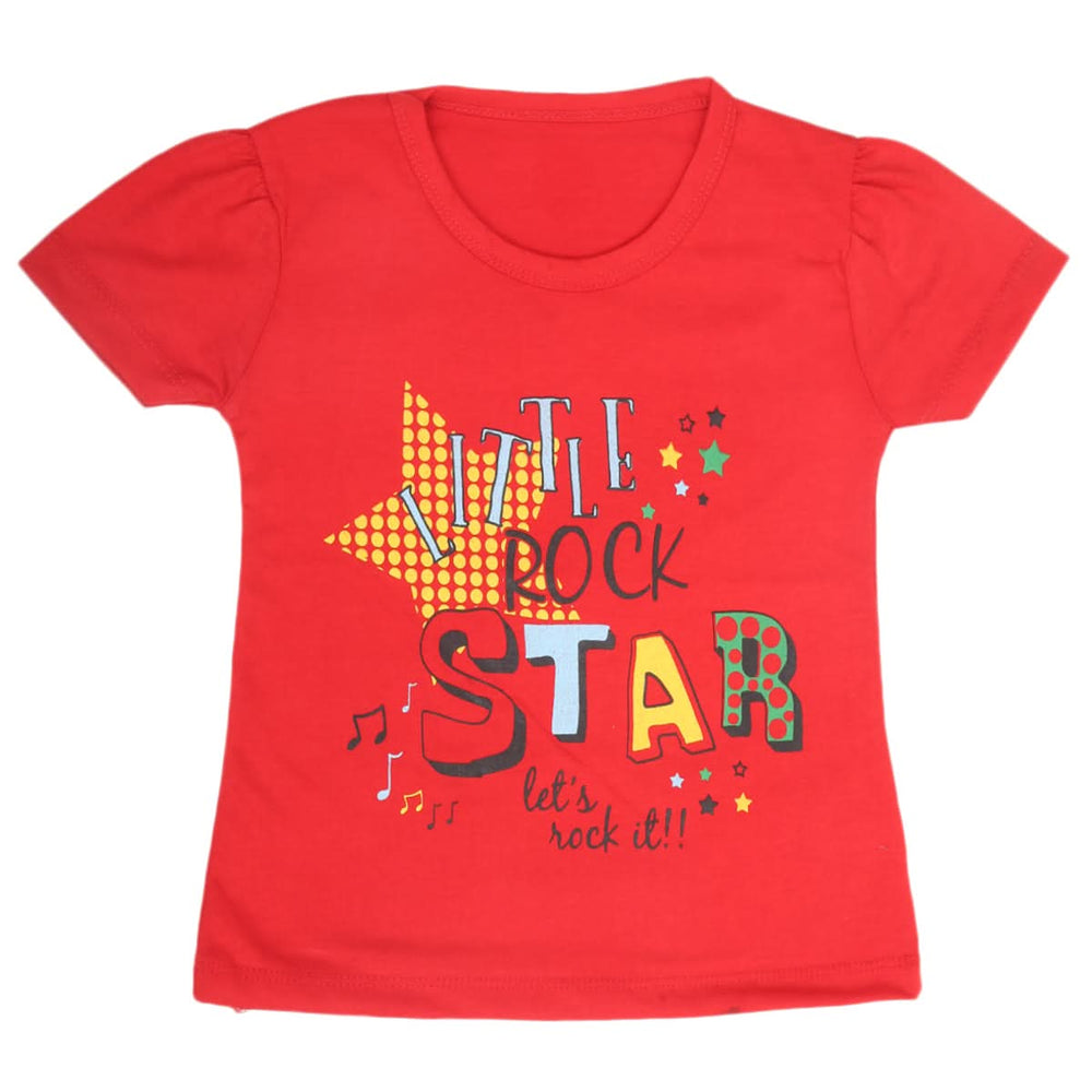 Girls Half Sleeves T-Shirt 9053 - Red, Kids, Girls T-Shirts, Chase Value, Chase Value