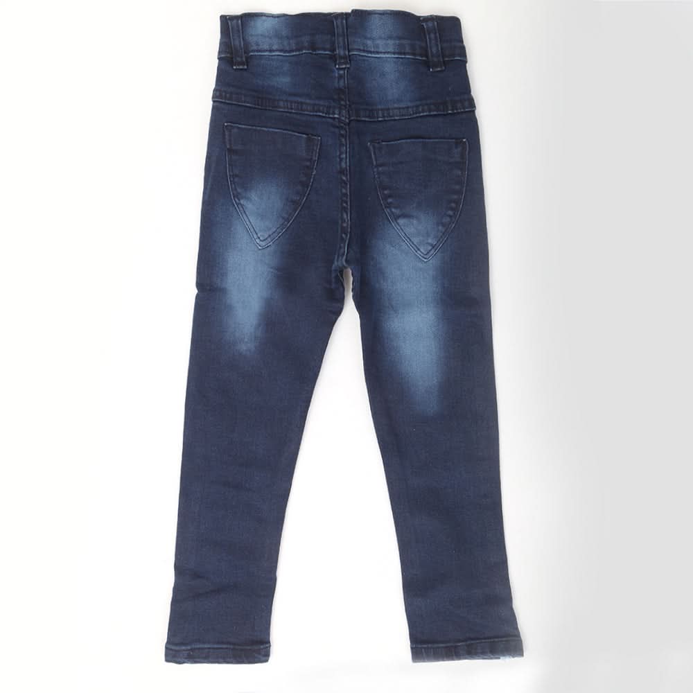 Girls Denim Pant Side Tape - Dark Blue, Kids, Girls Pants And Capri, Chase Value, Chase Value