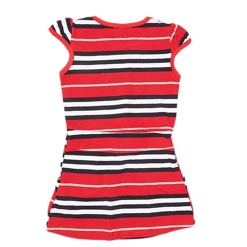 Girls Yarn Dyed Half Sleeves T-Shirt - Red, Kids, Girls T-Shirts, Chase Value, Chase Value