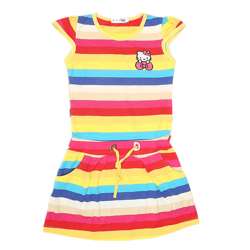 Girls Yarn Dyed Half Sleeves T-Shirt - Multi, Kids, Girls T-Shirts, Chase Value, Chase Value