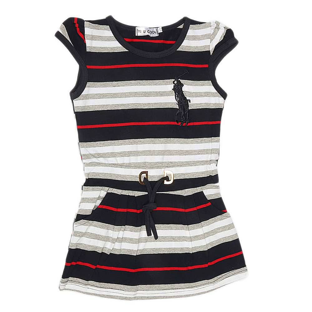Girls Yarn Dyed Half Sleeves T-Shirt - Navy Blue, Kids, Girls T-Shirts, Chase Value, Chase Value