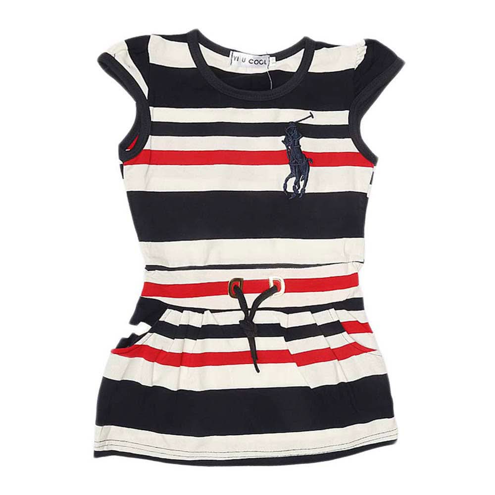 Girls Yarn Dyed Half Sleeves T-Shirt - Navy Blue, Kids, Girls T-Shirts, Chase Value, Chase Value