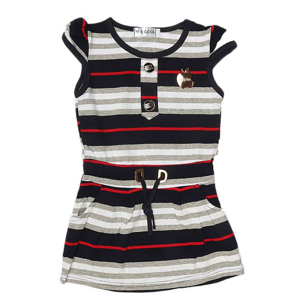 Girls Yarn Dyed Half Sleeves T-Shirt - Navy Blue, Kids, Girls T-Shirts, Chase Value, Chase Value