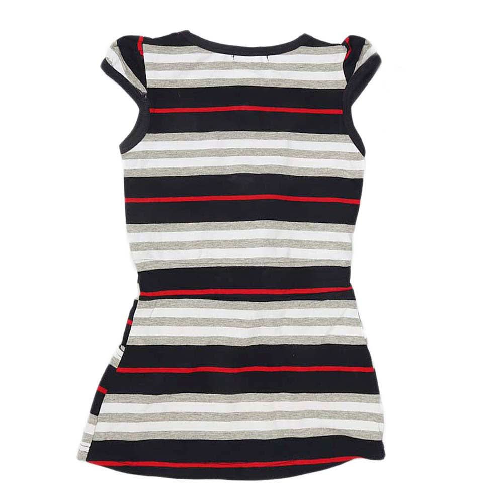 Girls Yarn Dyed Half Sleeves T-Shirt - Navy Blue, Kids, Girls T-Shirts, Chase Value, Chase Value