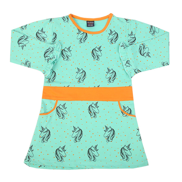 Girls Long Terry Top - Cyan, Girls Tops, Chase Value, Chase Value