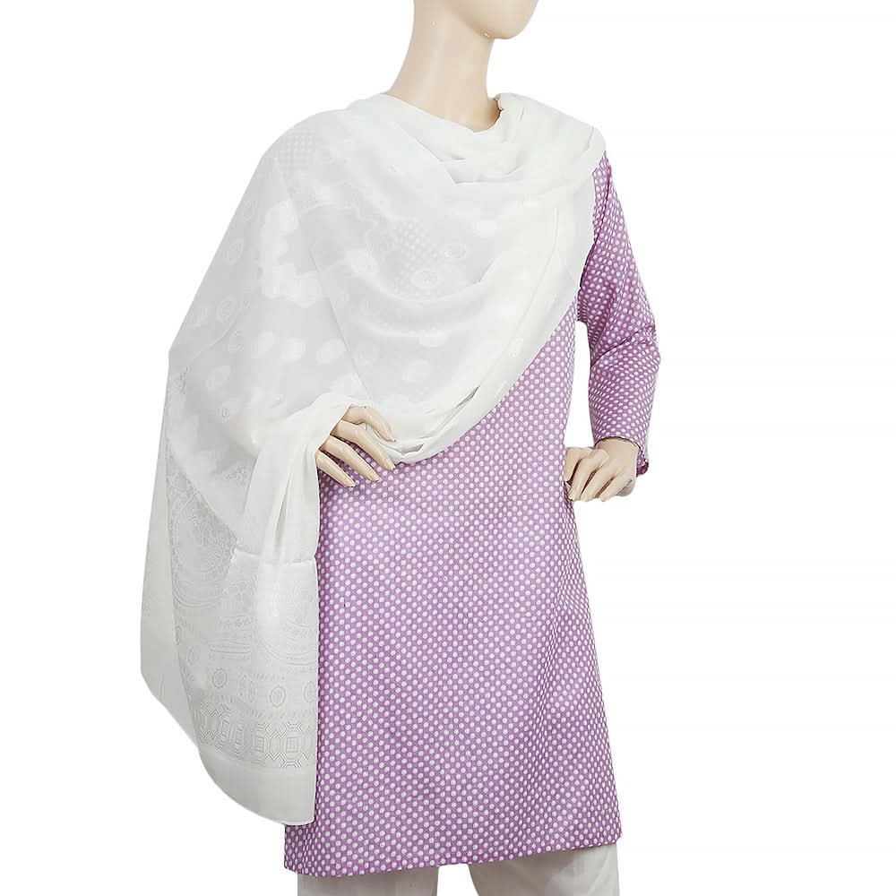 Women's Jaccard Self Printed Dupatta - White, Women, Dupatta, Chase Value, Chase Value