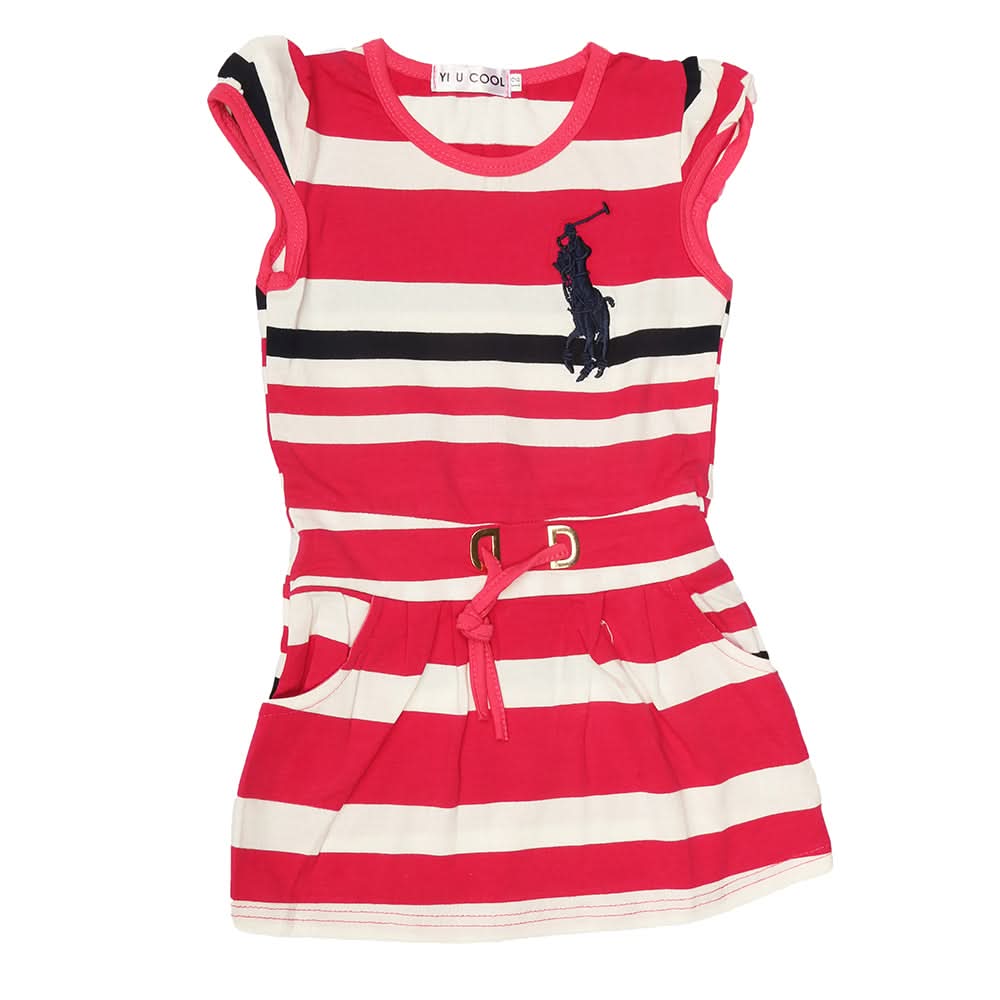 Girls Yarn Dyed Half Sleeves T-Shirt - Pink, Kids, Girls T-Shirts, Chase Value, Chase Value