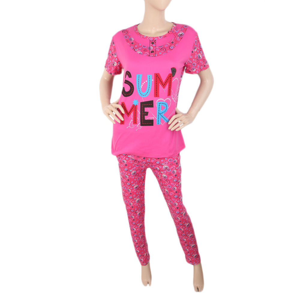 Women's 2 Piece Night Suit - Pink, Women, Night Suit, Chase Value, Chase Value