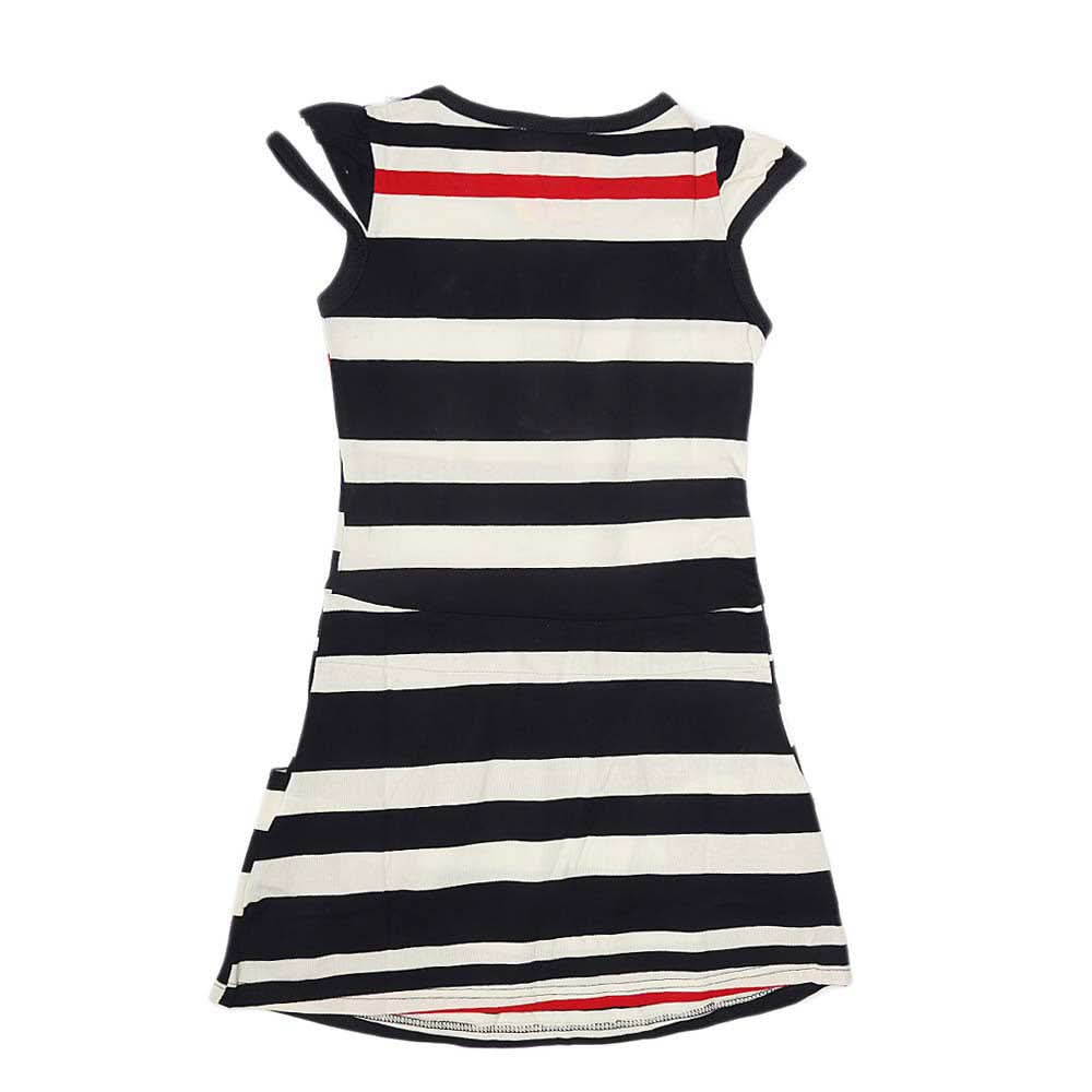 Girls Yarn Dyed Half Sleeves T-Shirt - Navy Blue, Kids, Girls T-Shirts, Chase Value, Chase Value