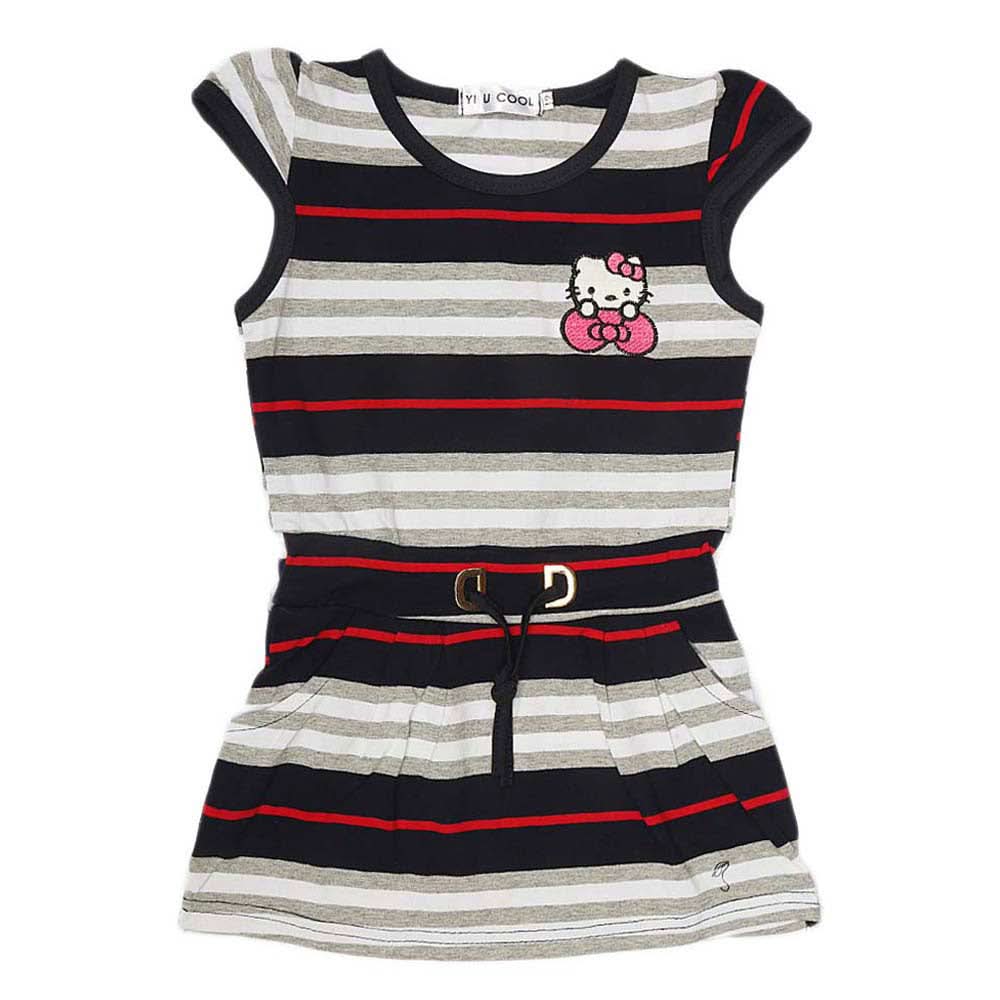 Girls Yarn Dyed Half Sleeves T-Shirt - Navy Blue, Kids, Girls T-Shirts, Chase Value, Chase Value