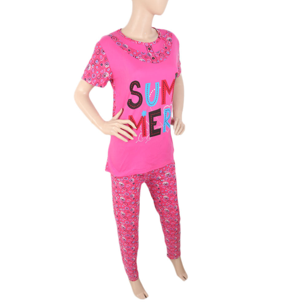 Women's 2 Piece Night Suit - Pink, Women, Night Suit, Chase Value, Chase Value